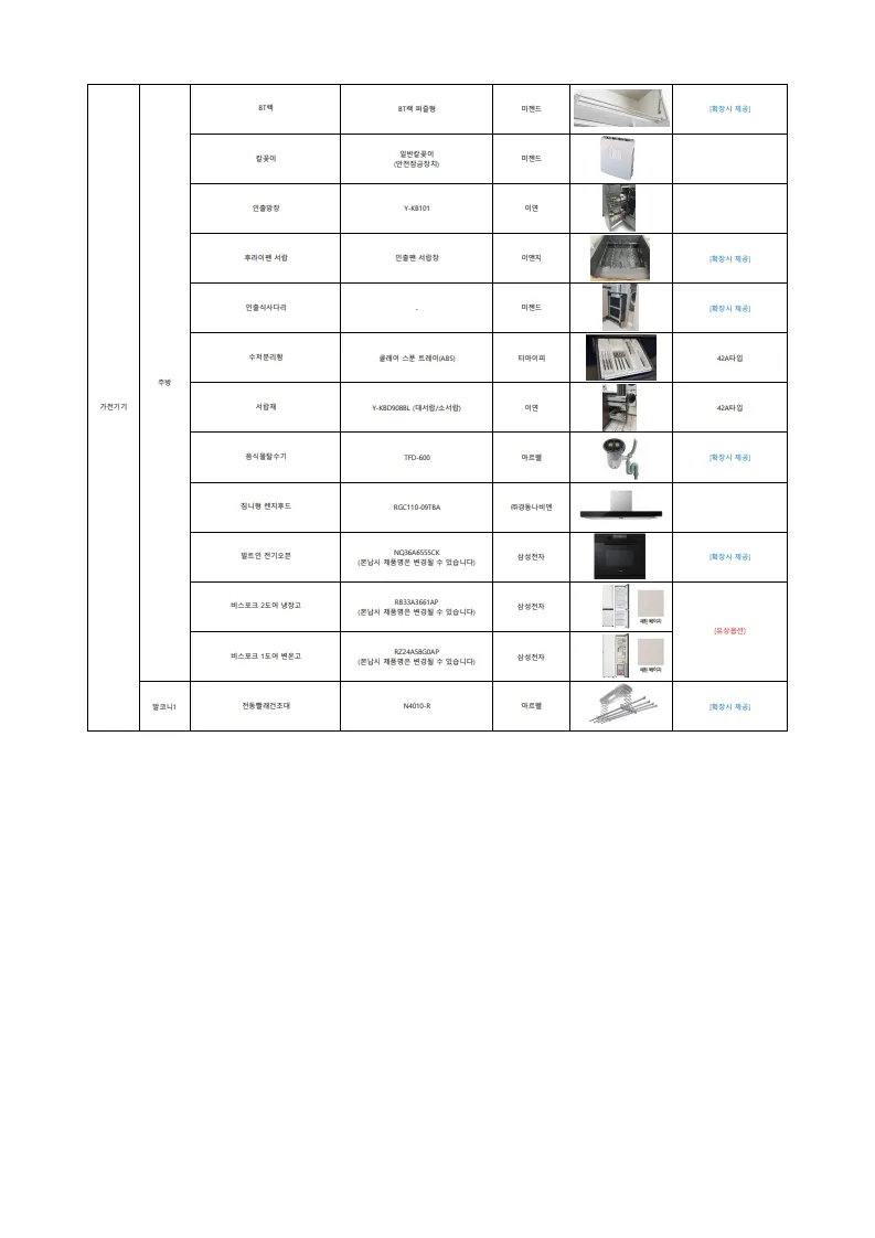개봉 루브루 분양승인마감자재리스트 일반분양용